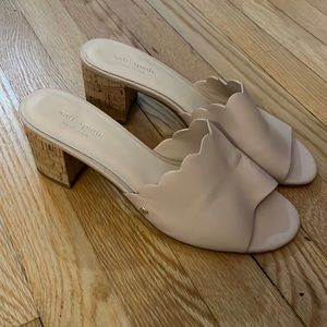 Kate Spade New York Warren Blush Leather Scalloped Slip Heel, 9.5